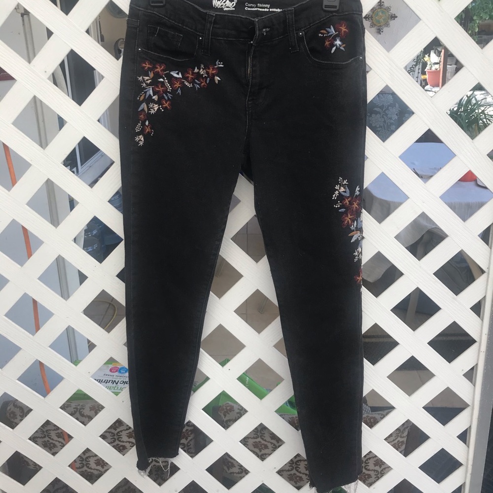 Black Embroidered Jeans